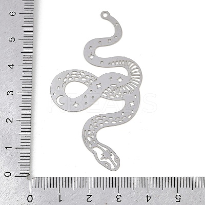 201 Stainless Steel Etched Metal Embellishments Big Pendants STAS-A192-05P-1