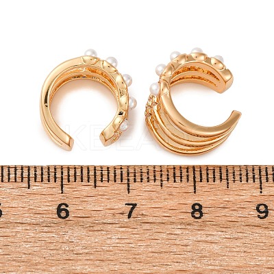Triple C-Shaped Brass Micro Pave Clear Cubic Zirconia Cuff Earrings EJEW-Z127-09G-1