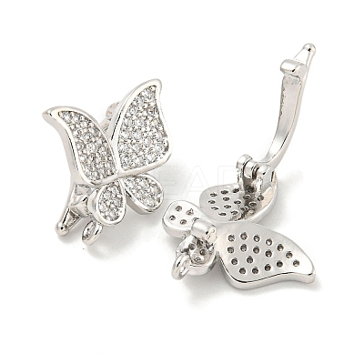 Rack Plating Brass Micro Pave Clear Cubic Zirconia Twister Clasps KK-B093-28P-1