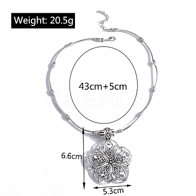 Mandala Flower Bohemian Style Alloy Pendant Necklaces FS-WG43472-01-1