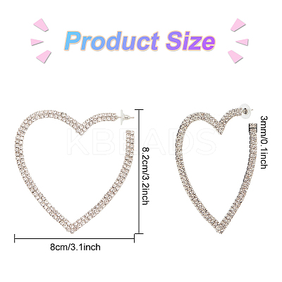 2 Pairs 2 Colors Crystal Rhinestone Hollow Out Heart Stud Earrings with 925 Sterling Silver Pins EJEW-AN0001-23-1