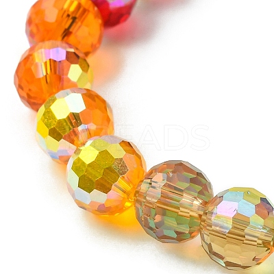 Rainbow Color Faceted Round Glass Stretch Bracelets for Women BJEW-JB09481-01-1
