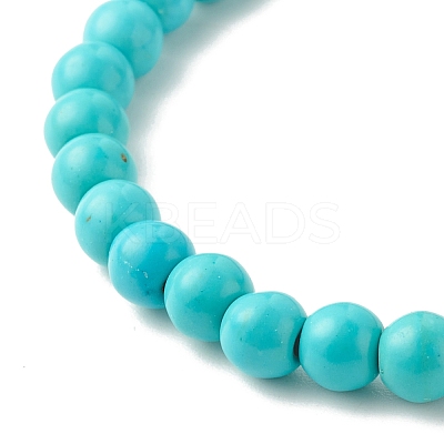 Synthetic Turquoise(Dyed) Starfish Stretch Bracelet BJEW-JB07702-03-1