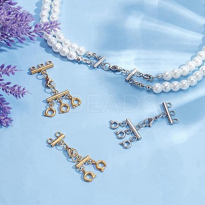 4Pcs 4 Styles Multi-Strand 304 Stainless Steel Lobster Claw Clasps FIND-AB00046-1