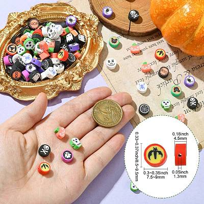 200Pcs 2 Styles Halloween Handmade Polymer Clay Beads CLAY-CJ0001-86-1