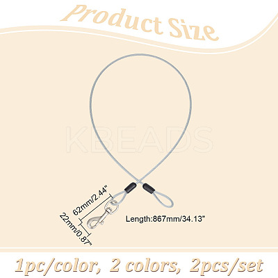 2Pcs 2 Colors Steel Wire Chew-Proof Dog Leash Extension AJEW-GO0001-39-1