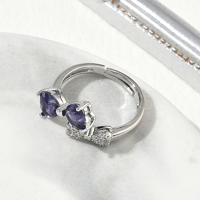Brass & Cubic Zirconia Finger Rings CU-CBA7E55-12P-1