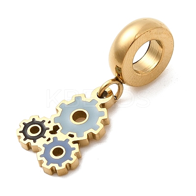 304 Stainless Steel Colorful Enamel European Dangle Charms STAS-D153-17G-1