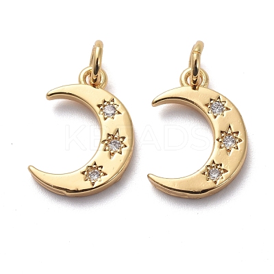 Brass Micro Pave Clear Cubic Zirconia Charms KK-I658-12G-1