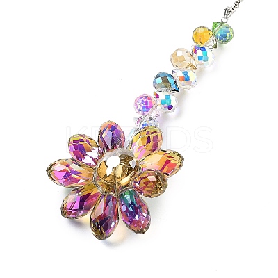 Glass Flower Hanging Suncatchers HJEW-C009-01F-1