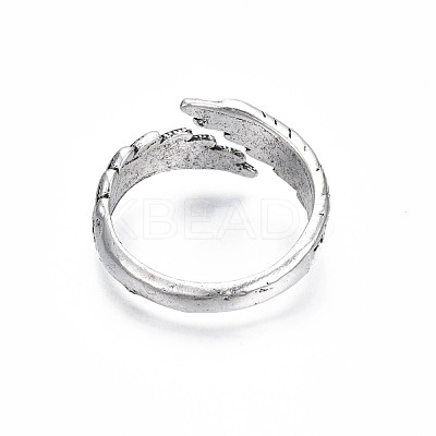 Double Wing Alloy Open Cuff Ring for Men Women RJEW-T009-31AS-1