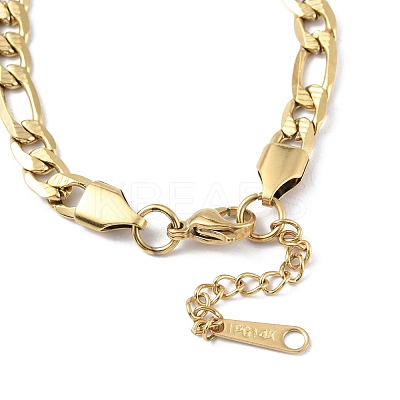 Ion Plating(IP) 304 Stainless Steel Figaro Chain Bracelets for Men Women BJEW-M293-08G-1