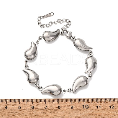 304 Stainless Steel Teardrop Shape Link Bracelets for Women BJEW-L706-05P-1