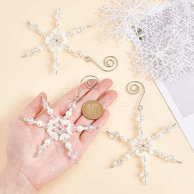 Christmas Snowflake Glass Pendant Decoration HJEW-GO00060-1