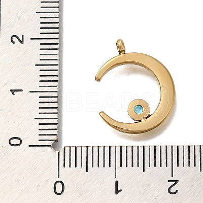 Ion Plating(IP) 304 Stainless Steel Aquamarine Rhinestone Pendants STAS-P371-054G-1
