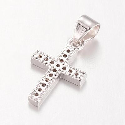 Cross Brass Micro Pave Cubic Zirconia Pendants KK-E673-027P-1