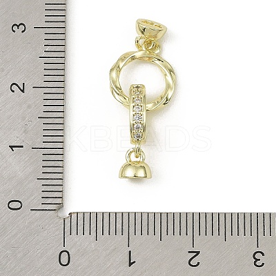 Brass Micro Pave Clear Cubic Zirconia Fold Over Clasps KK-C107-08G-1