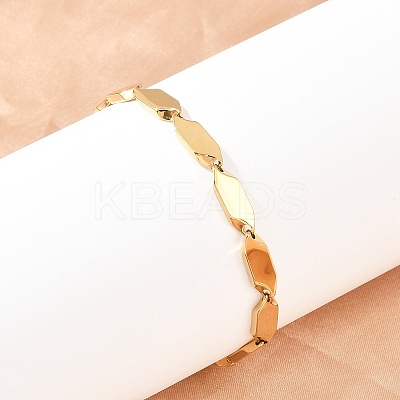 304 Stainless Steel Rhombus Link Chain Bracelets for Men Women BJEW-G766-04G-1