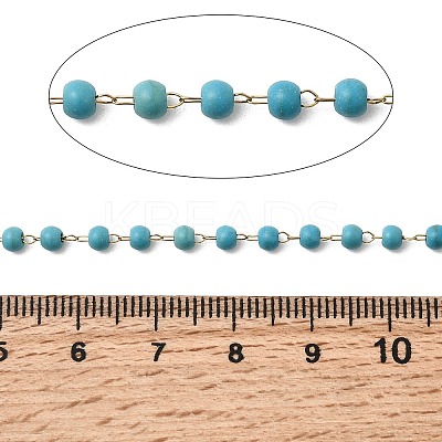 Handmade Synthetic Turquoise Beads & 316 Stainless Steel Round Link Chains CHS-L033-09G-1