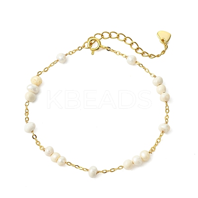 Potato Natural Cultured Freshwater Pearl Beads Link Bracelets BJEW-JB14128-1