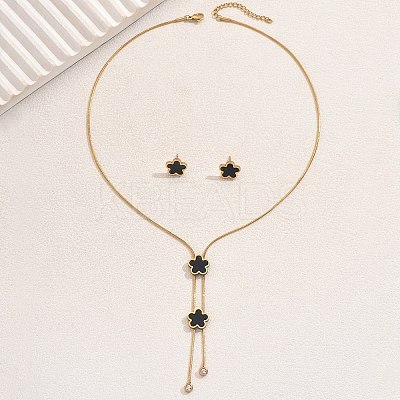 Stainless Steel Shell Heart Flower Fan Tassel Jewelry Set for Women XK7928-1-1