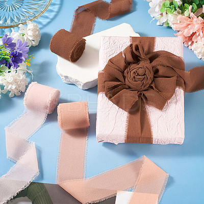 3 Rolls Polyester Raw Edges Ribbons SRIB-TAC0002-26E-1