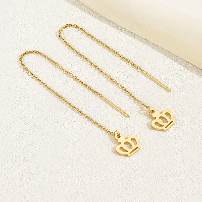 Geometric Circle Earrings with Tassel Studs 201 Stainless Steel Chain BK2334-7-1