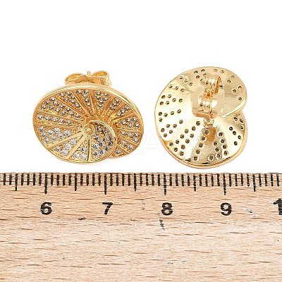 Brass Micro Pave Clear Cubic Zirconia Stud Earrings EJEW-A151-02A-G-1