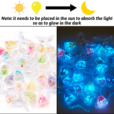 28Pcs 7 Colors Luminous Transparent Resin Pendants RESI-TA0002-08-1