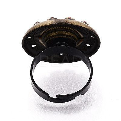 Adjustable Alloy & Iron & Rhinestone Bezel Cup Ring Base with Rotatable Tray MAK-T012-10AB-1