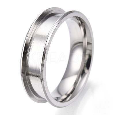 201 Stainless Steel Grooved Finger Ring for Women STAS-WH0039-09C-P-1