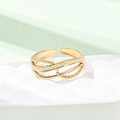 304 Stainless Steel Open Cuff Rings for Women RJEW-K309-19G-1