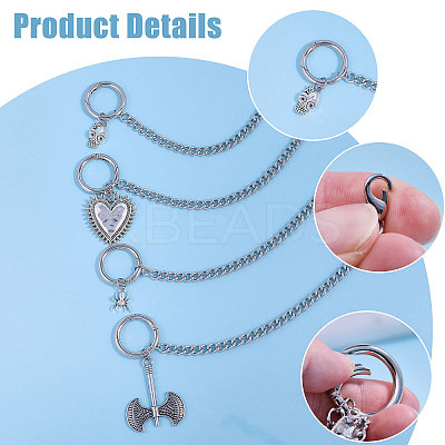 8Pcs 4 Style Alloy Boot Strap Chains HJEW-CA00037-1