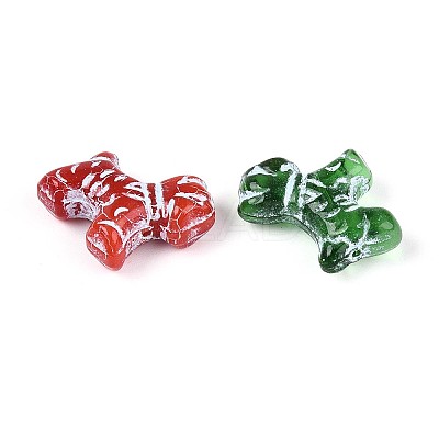 Dog Painted Glass Beads GLAA-T025-67M-01-1