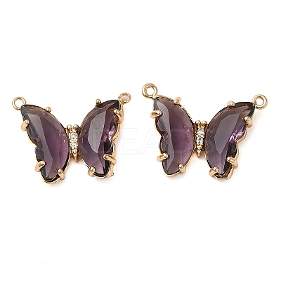 Brass Pave Faceted Glass Connector Charms FIND-Z020-03V-1