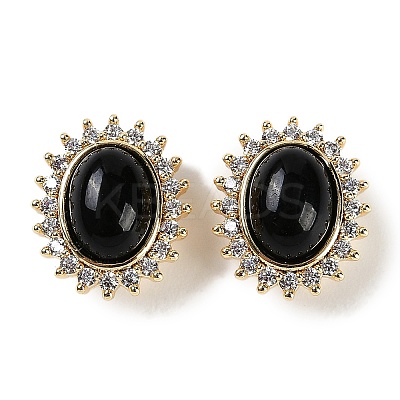 Natural Obsidian Sew on Rhinestone KK-P283-02A-G-1