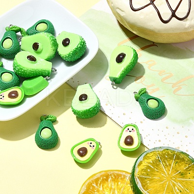 15Pcs 3 Styles Opaque Resin Fruit Pendants RESI-YW0001-72-1