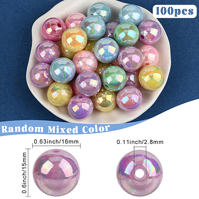 100Pcs Opaque Acrylic Beads OACR-PA0001-31C-1