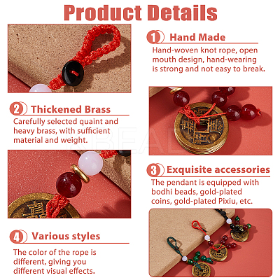 3Pcs 3 Styles Brass with Polyester and ABS Plastic Imitation Pearl Pendant Decorations HJEW-FH0001-81-1