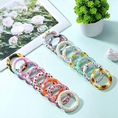5Pcs Ring Food Grade Eco-Friendly Silicone Focal Beads JX894J-1
