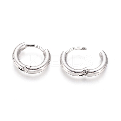 Tarnish Resistant 202 Stainless Steel Huggie Hoop Earrings A-EJEW-F111B-13mm-P-1