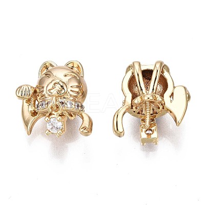 Brass Micro Pave Clear Cubic Zirconia Screw Eye Peg Bails KK-Q764-031-1