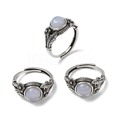 Natural Blue Lace Agate Finger Rings RJEW-A084-05AS-10-1