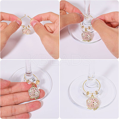 20Pcs Butterfly & Flower Alloy Enamel Wine Glass Charms AJEW-CA00003-1