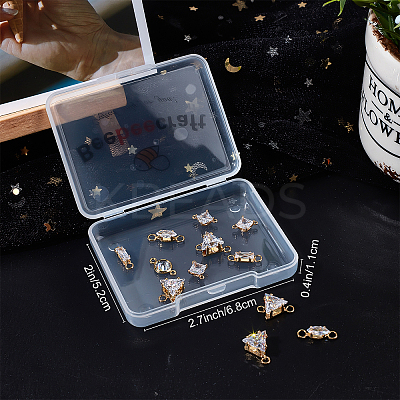 20Pcs 5 Styles Brass Clear Cubic Zirconia Connector Charms KK-BBC0002-19-1