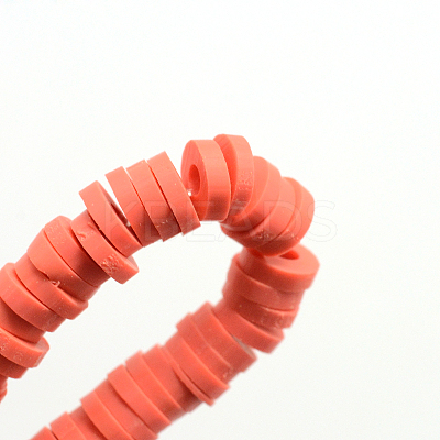 Flat Round Handmade Polymer Clay Bead Spacers X-CLAY-R067-4.0mm-14-1