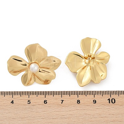 304 Stainless Steel ABS Plastic Pearl Stud Earrings for Women EJEW-U046-12B-G-1