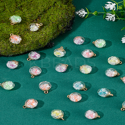 36Pcs 6 Colors Luminous Glass Bottle Pendants FIND-LP0001-42-1