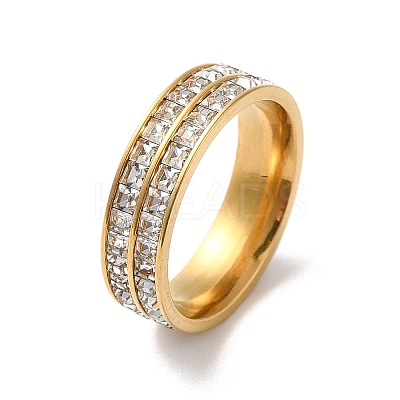 PVD Vacuum Plating 304 Stainless Steel Finger Ring with Cubic Zirconia RJEW-Z029-01G-1