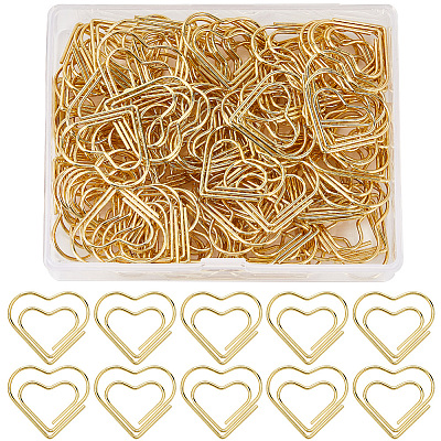 100Pcs Heart Shape Iron Paper Clips TOOL-WH20002-03A-G-1
